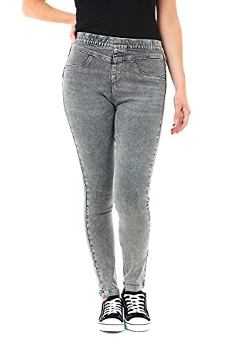 M17 Damen Women Ladies Denim Jeans Jeggings Sculpt Pull On Skinny Fit Casual Cotton Trousers Pants with Pockets, Acid Black, 10 von M17