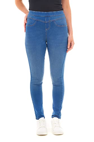 M17 Damen Women Ladies Denim Jeans Jeggings Sculpt Pull On Skinny Fit Casual Cotton Trousers Pants with Pockets, Bright Blue, 12 von M17