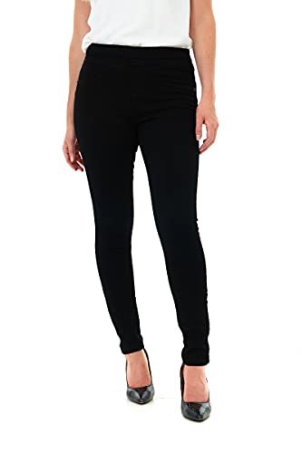 M17 Damen Women Ladies Denim Jeans Jeggings Sculpt Pull On Skinny Fit Casual Cotton Trousers Pants with Pockets (22, Black) von M17