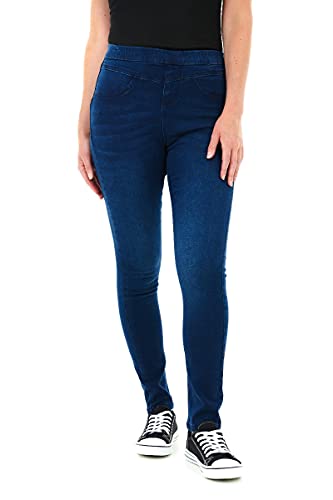 M17 Damen Women Ladies Denim Jeans Jeggings Sculpt Pull On Skinny Fit Casual Cotton Trousers Pants with Pockets (22, Blue) von M17