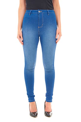 M17 Damen Women Ladies High Waisted Denim Casual Cotton Trousers Pants with Pockets (14, Bright Blue) Jeans mit hoher Taille, Skinny Fit, legere Baumwollhose mit Taschen, leuchtendes Blau, 40 von M17