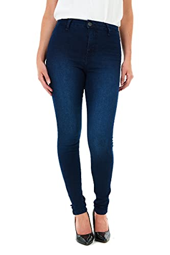 M17 Damen Women Ladies High Waisted Denim Casual M17 Damen Jeans mit hoher Taille Skinny Fit legere Baumwollhose Taschen, Dunkelblau, 27 EU von M17