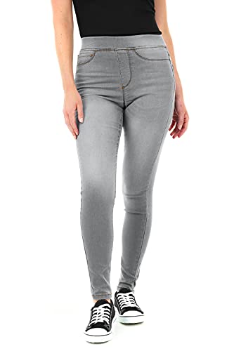 M17 Damen Women Ladies Trousers Pants with Pockets Denim Jeans Jeggings Skinny Fit Classic Casual Hose mit Taschen, Grau (Mid Grey), 38 von M17