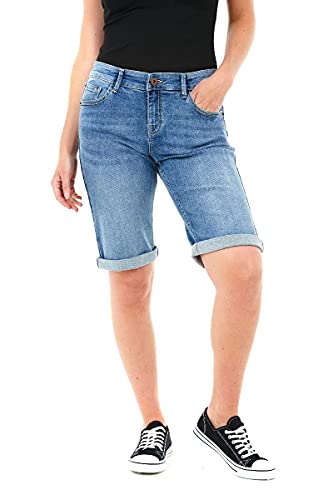 M17 Damen Womens Casual Knee Length Denim Jeans-Shorts, Mittelblau, 40 EU von M17