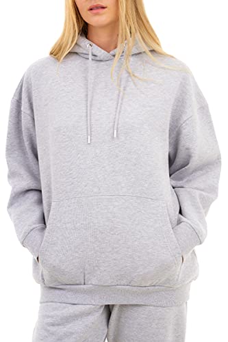 M17 Damen Womens Ladies Recycled Oversized Hoody Soft Cosy Sweatshirt, Grey Kapuzenpullover, recycelt, Übergröße, weich, kuschelig, Größe XS, Grau, 32 von M17