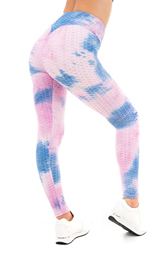 M17 Damen Womens Ladies Tie Dye Honeycomb Waffle Leggings, Rose, L von M17