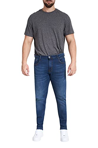 M17 Herren 5056242799474 Skinny Fit Jeans Casual Classic Hose Cotton Zip Fly (32W / 31L, Mid Wash Blue) von M17