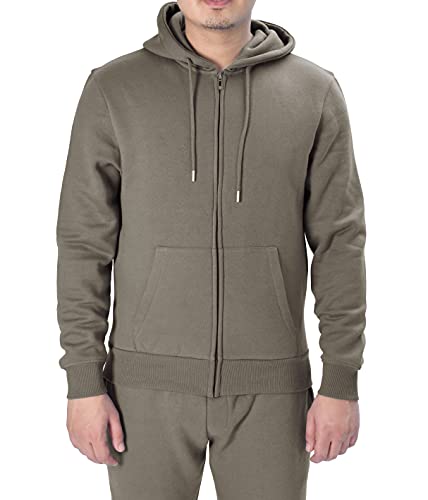 M17 Herren-Kapuzenpullover aus recyceltem Material, Durchgehender Reißverschluss, lässig, mit Tasche, kakigrün, M von M17