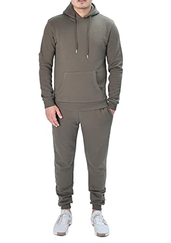 M17 Herren-Kapuzenpullover aus recyceltem Material, lässig, mit Tasche, einfarbig, kakigrün, L von M17