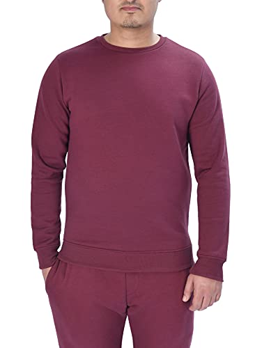 M17 Herren Mens Classic Crew Neck Sweatshirt Pullover, klassisch, Rundhalsausschnitt, lässig, langärmelig, einfarbig, Größe S, Burgunderrot, Small von M17