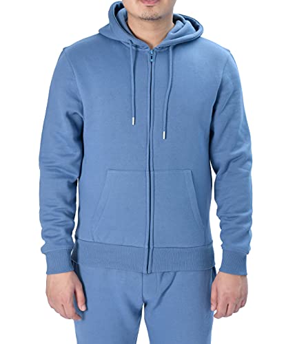 M17 Herren Mens Hoodie Full Zip Casual Hooded Sweatshirt Hoody Top Jumper Classic Plain Jacket Long Sleeve with Pocket (L, Denim Blue, L von M17