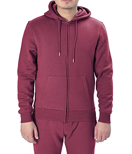 M17 Herren Mens Hoodie Full Zip Casual Hooded Sweatshirt Hoody Top Jumper Classic Plain Jacket Long Sleeve with Pocket (S, Burgundy Red, S von M17