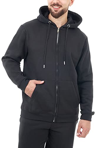 M17 Herren Mens Recycled Zip Up Hoody Soft Casual Hooded Sweatshirt Top Jacket Jumper, Black Kapuzenpullover, recycelt, mit Reißverschluss, weich, lässig, Größe XL, Schwarz von M17