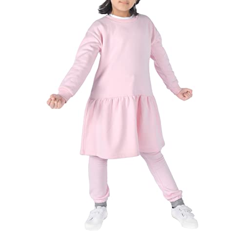 M17 Mädchen 1728 kgdrs1437 Sweatkleid Kinder Langarm Sweatshirt Top Casual Bequem Weich Pullover, Rose, 9-10 Jahre von M17