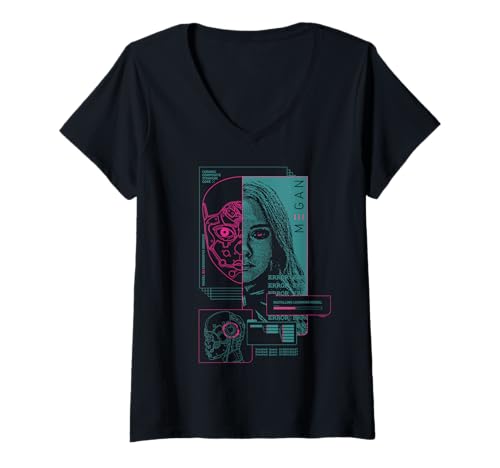 Damen M3GAN Installing Learning Model Neon T-Shirt mit V-Ausschnitt von M3GAN