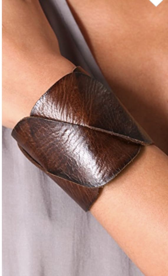Frauen Wickel Leder Armreif, Hippie Gewebt Armband, Boho Manschette, Breite Ledermanschette, Handgemachte Lederarmband Für von M56Vintage