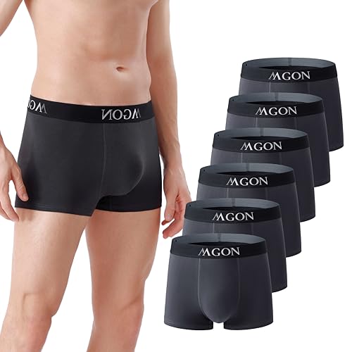 MA-GON Boxershorts Herren aus Baumwolle 6 er Pack Männer Unterhosen breiter Hosenbund weich und ohne Einschneiden Gr. L 6X Dunkel grau von MA-GON