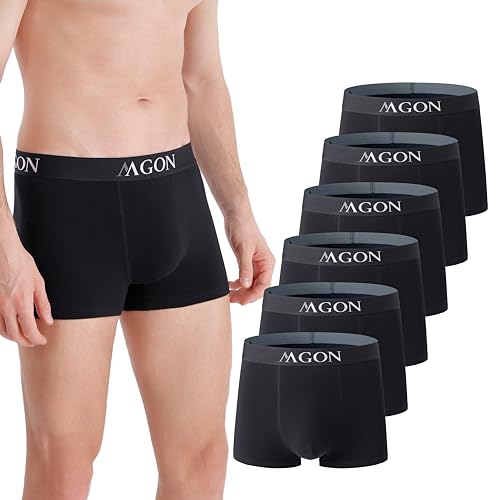 MA-GON Boxershorts Herren aus Baumwolle 6 er Pack Männer Unterhosen breiter Hosenbund weich und ohne Einschneiden Gr. M 6X Schwarz von MA-GON