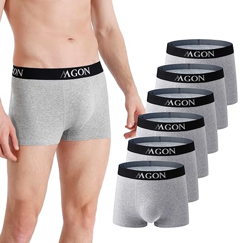 Boxershorts Herren aus Baumwolle 6 er Pack Männer Unterhosen breiter Hosenbund weich und ohne Einschneiden (DE/NL/SE/PL, Alphanumerisch, M, Regular, Regular, 6X Grau) von MA-GON