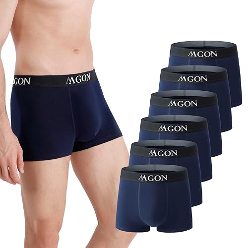 MA-GON Boxershorts Herren aus Baumwolle 6 er Pack Männer Unterhosen breiter Hosenbund weich und ohne Einschneiden Gr. XL 6X Blau von MA-GON