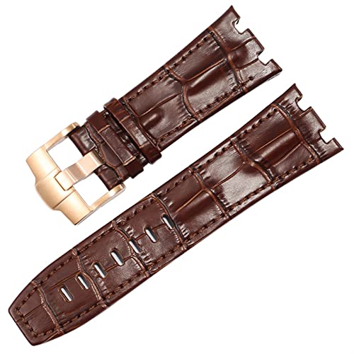 MAALYA Uhrenarmband aus echtem Leder für AP 15703 Royal Oak Offshore-Serie, 28 mm Krokodil-Uhrenarmbänder, 28mm, Achat von MAALYA