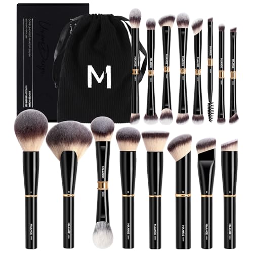MAANGE 18-teiliges Makeup-Pinselset mit Geschenkbox – Doppelendige Multifunktions-Makeup-Pinsel für Foundation, Puder, Concealer, Lidschatten, Blush & Contouring von MAANGE