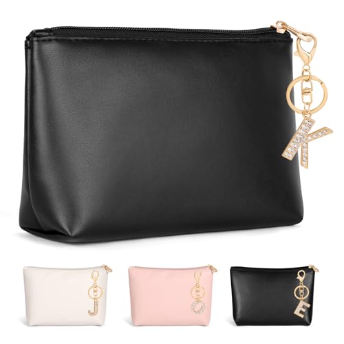 MAANGE A-Z Personalisierte Kosmetiktasche aus PU-Leder – Elegante Make-up Tasche mit Innentaschen Geburtstagsgeschenke für Frauen, Mütter & Brautjungfern (K) von MAANGE