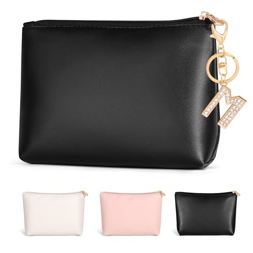 MAANGE A-Z Personalisierte Kosmetiktasche aus PU-Leder – Elegante Make-up Tasche mit Innentaschen Geburtstagsgeschenke für Frauen, Mütter & Brautjungfern (M) von MAANGE