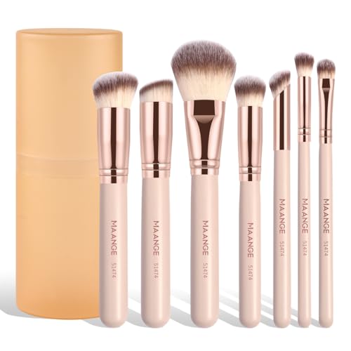 MAANGE Pinselset Makeup 7-teiliges Make-up Pinsel für Lidschatten, Blush, Concealer & Foundation, Professionelles Schminkpinsel Set mit Etui von MAANGE