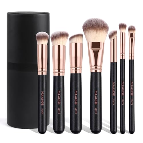 MAANGE Pinselset Makeup 7-teiliges Make-up Pinsel für Lidschatten, Blush, Concealer & Foundation, Professionelles Schminkpinsel Set mit Etui von MAANGE