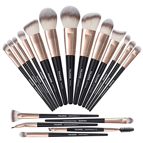 MAANGE Pinselset Makeup Professionelle Make up Pinsel Set 18 Stück Premium Synthetische Make Up Pinsel Stiftung Pinsel Blending Gesicht Pulver Blush Lidschatten Schminkpinsel von MAANGE