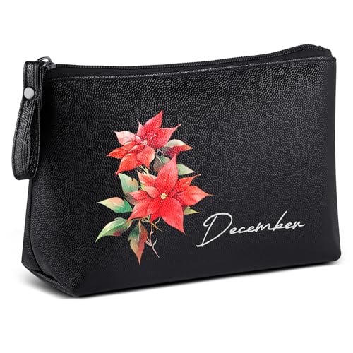 MAANGE Kleine Kosmetiktasche Tragbare Reise Schminktasche wasserdichte PU Leder Make up Tasche mit Griff Niedliche Vielseitige Reißverschlusstasche für Frauen-December MAANGE Kleine Kosmetiktasche Tragbare Reise Schminktasche wasserdichte PU Leder Make up Tasche mit Griff Niedliche Vielseitige Reißverschlusstasche für Frauen-December von MAANGE