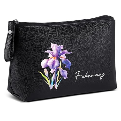 MAANGE Kleine Kosmetiktasche Tragbare Reise Schminktasche wasserdichte PU Leder Make up Tasche mit Griff Niedliche Vielseitige Reißverschlusstasche für Frauen-February MAANGE Kleine Kosmetiktasche Tragbare Reise Schminktasche wasserdichte PU Leder Make up Tasche mit Griff Niedliche Vielseitige Reißverschlusstasche für Frauen-February von MAANGE