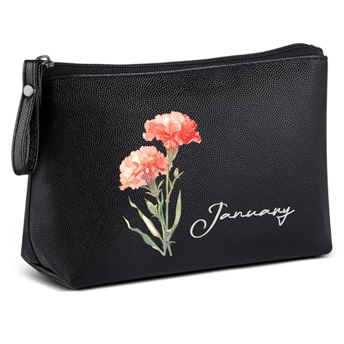 MAANGE Kleine Kosmetiktasche Tragbare Reise Schminktasche wasserdichte PU Leder Make up Tasche mit Griff Niedliche Vielseitige Reißverschlusstasche für Frauen-January MAANGE Kleine Kosmetiktasche Tragbare Reise Schminktasche wasserdichte PU Leder Make up Tasche mit Griff Niedliche Vielseitige Reißverschlusstasche für Frauen-January von MAANGE