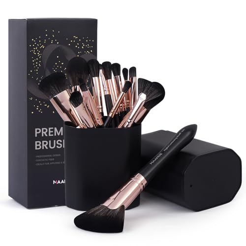 Make Up Pinsel Set MAANGE Professionelles 15 Pcs Pinselset makeup, Kosmetikpinsel Set Foundation Gesicht, Augen, Lippen Pinsel Lidschatten Pinsel Schminkpinsel Kit with schwarze Geschenkbox von MAANGE