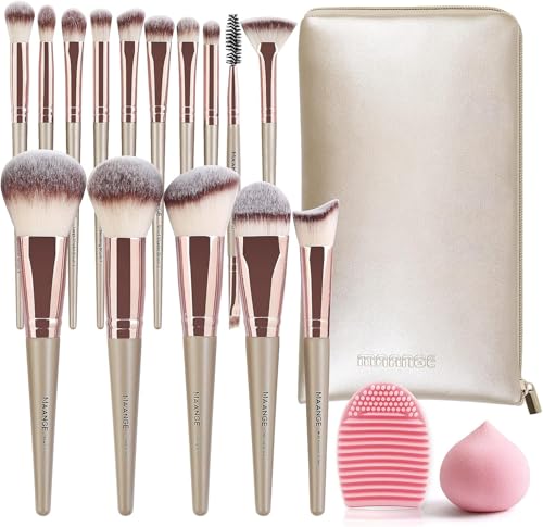 Pinselset Makeup MAANGE 15 Stück Make up Pinsel Set Professionelle Schminkpinsel Set Premium Synthetic kosmetikpinsel Foundation Lidschatten Blush Pinsel mit Kosmetiktasche von MAANGE