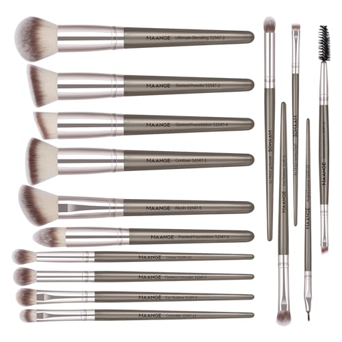 Pinselset Makeup MAANGE Professionelles 15 Pcs Make up Pinsel, Kosmetikpinsel Foundation Gesicht, Augen, Lippen pinsel Lidschatten pinsel Schminkpinsel Set von MAANGE