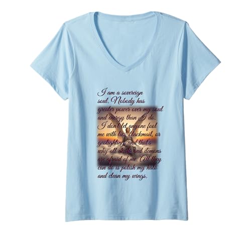Damen Manifest Einer souveränen Seele T-Shirt mit V-Ausschnitt Damen Manifest Einer souveränen Seele T-Shirt mit V-Ausschnitt von MAAT