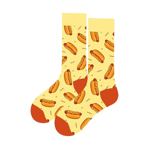 MAC BEEN Unisex Comida Y Bebida Hot Dogs Lustige Socken Cartoon-Muster, Einheitsgröße 37-44, Essen und Trinken II von MAC BEEN