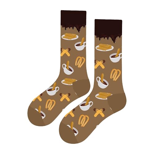 MAC BEEN Unisex Comida Y Bebida I Lustige Socken mit Churro-Muster, Einheitsgröße 37-44, Essen und Trinken I von MAC BEEN