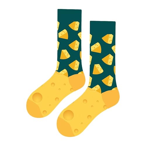 MAC BEEN Unisex Comida Y Bebida Lustige Socken mit Käsemuster, Einheitsgröße 37-44, Essen und Trinken II von MAC BEEN