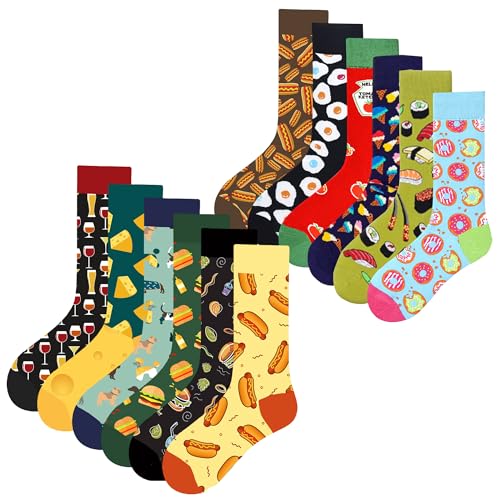 MAC BEEN Unisex Comida Y Bebida Set mit 12 Paar lustigen Socken Zeichnungen, Essen und Trinken II, Einheitsgröße 37-44, (12er Pack) von MAC BEEN