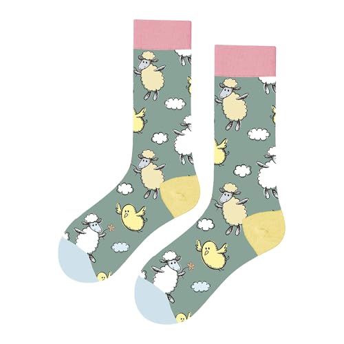 MAC BEEN Unisex Diseños Animales I Lustige Kniestrümpfe mit Schafmotiv, Einheitsgröße 37-44, Tiermotive I MAC BEEN Unisex Diseños Animales I Lustige Kniestrümpfe mit Schafmotiv, Einheitsgröße 37-44, Tiermotive I von MAC BEEN