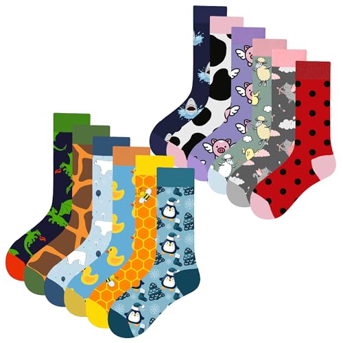MAC BEEN Unisex Diseños Animales I Set mit 12 Paar lustigen Socken Zeichnungen, Tiermotive I, Einheitsgröße 37-44, (12er Pack) von MAC BEEN