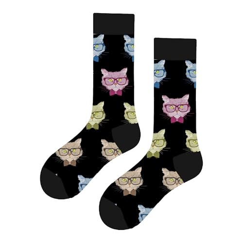 MAC BEEN Unisex Diseños Animales Lustige Socken mit Katzengesichter-Motiv, Einheitsgröße 37-44, Tiermotive II von MAC BEEN
