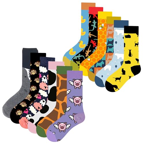 MAC BEEN Unisex Diseños Animales Set mit 12 Paar lustigen Socken Zeichnungen, Tiermotive III, Einheitsgröße 37-44, (12er Pack) von MAC BEEN