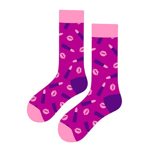 MAC BEEN Unisex Disfruta EL Viaje Lustige Socken mit Lippenstiftmuster, Einheitsgröße 37-44, Genießen Sie die Reise von MAC BEEN