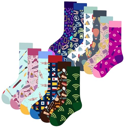 MAC BEEN Unisex Disfruta EL Viaje Set mit 12 Paar lustigen Socken Zeichnungen, genießen Sie die Reise, Einheitsgröße 37-44, (12er Pack) von MAC BEEN