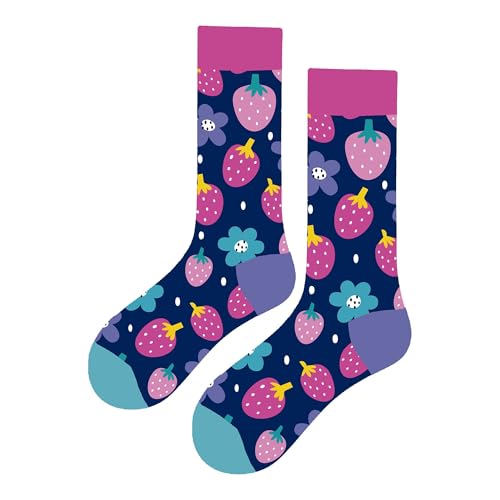 MAC BEEN Unisex Frutas Lustige Socken mit Erdbeermuster und Blumen, Einheitsgröße 37-44, Obst MAC BEEN Unisex Frutas Lustige Socken mit Erdbeermuster und Blumen, Einheitsgröße 37-44, Obst von MAC BEEN