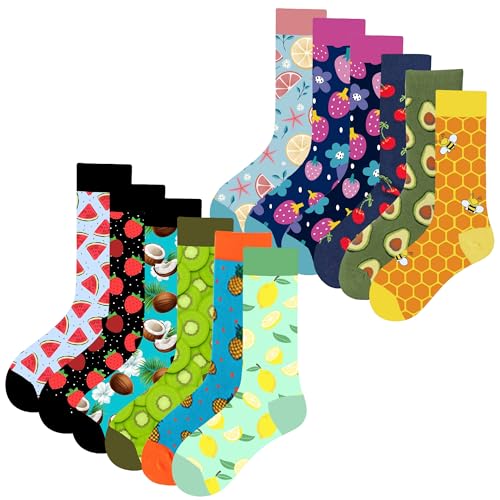 MAC BEEN Unisex Frutas Set mit 12 Paar lustigen Socken Zeichnungen, Obst, Einheitsgröße 37-44, (12er Pack) von MAC BEEN